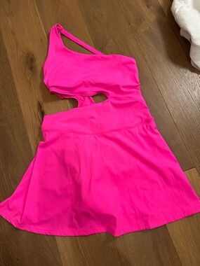 One-Shoulder Cutout Dress in Hot Pink -